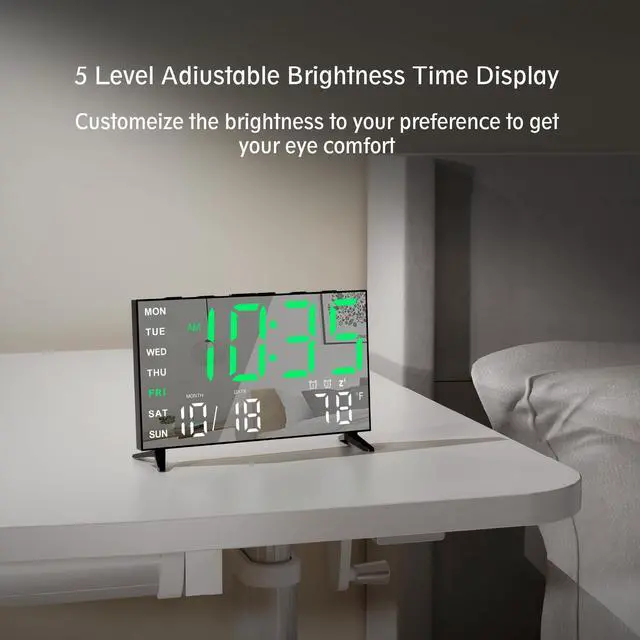 Alt view image 9 of 14 - Mirror Digital Loud Alarm Clock with with Date,Indoor Temperature,USB Charging Port,Dimmer,Adjustable Volum,12/24H,Snooze,Dual Alarms (Weekday/Weekend),Perfect for Bedroom and Living Room
