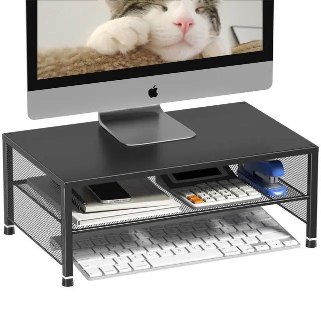 Alt view image 9 of 13 - 2-Tier Computer Monitor Stand Riser, Desk Organizer for Monitor, Printer & Laptop Stand, Desktop Workspace Organizers for Office Supplies(Black)