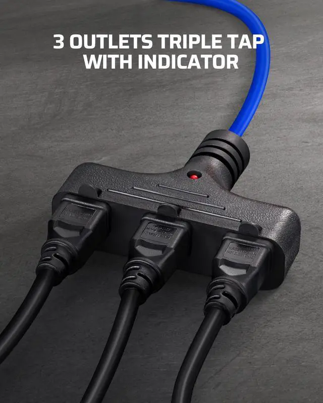 Alt view image 14 of 14 - 30FT Extension Cord Reel, 16/3 Gauge SJTW Power Cord, Retractable Cord Reel with 3 Outlets, Ceiling/Wall Mount for Garage, Workshop, 10A Circuit Breaker, Metal Plate, UL Listed, Blue