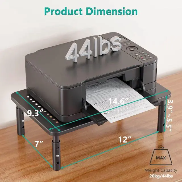 Alt view image 11 of 14 - Computer Monitor Stand for Desk, Adjustable Laptop Riser, Desk Monitor Stand Underneath Storage for Office, Home, School Supplies (STT003), 1 Pack, Black