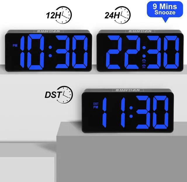 Alt view image 12 of 14 - Alarm Clock for Bedroom with Night Light & Bold Digits-7 in Digital Clock with Dual Alarms & USB Charger Ports,Battery Backup,Adjustable Brightness&Volume,DST, Loud Desk Clock for Heavy Sleeper