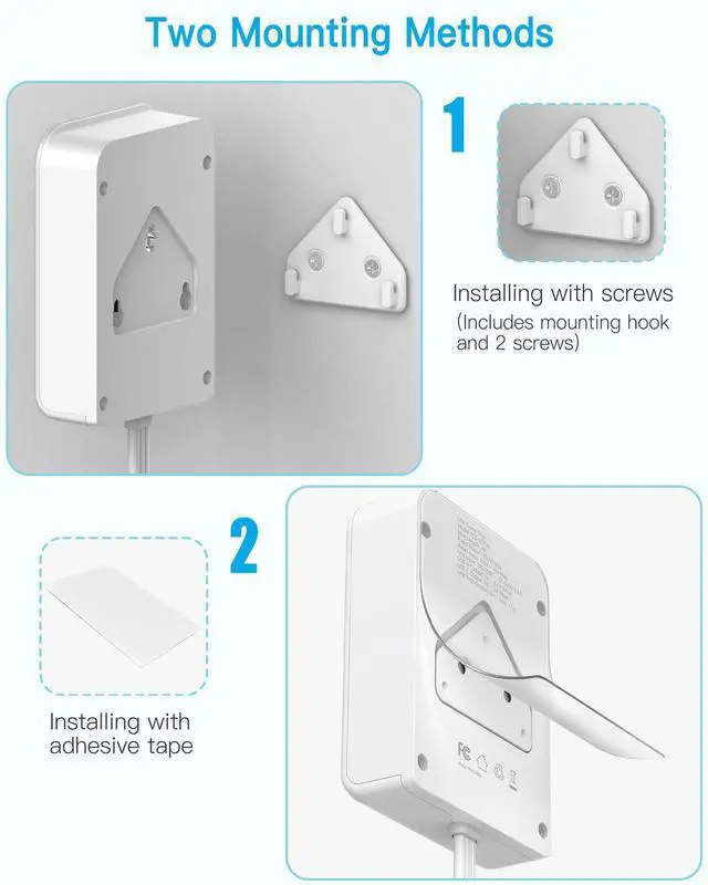 Alt view image 10 of 14 - Surge Protector Power Strip, Outlet Extender Stick with USB C Ports, 4 Outlet 3 USB, 4 FT Extension Cord Flat Wall Plug, Home Office Dorm Room Essentials, White
