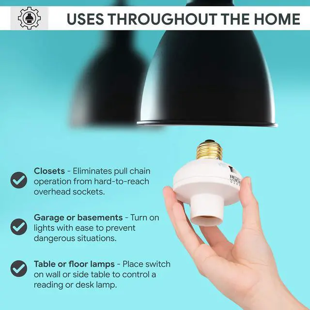 Alt view image 13 of 14 - Wireless Remote Control Light Switch and Socket Cap to Turn Lamps and Pull Chain Fixtures On and Off