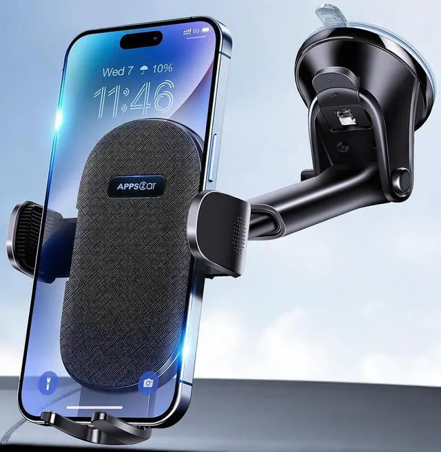 Alt view image 8 of 14 - Car Phone Holder Mount, Dashboard/Windshield/Cell Phone Holder for Car, Compatible with iPhone, Samsung, All Phones,Black