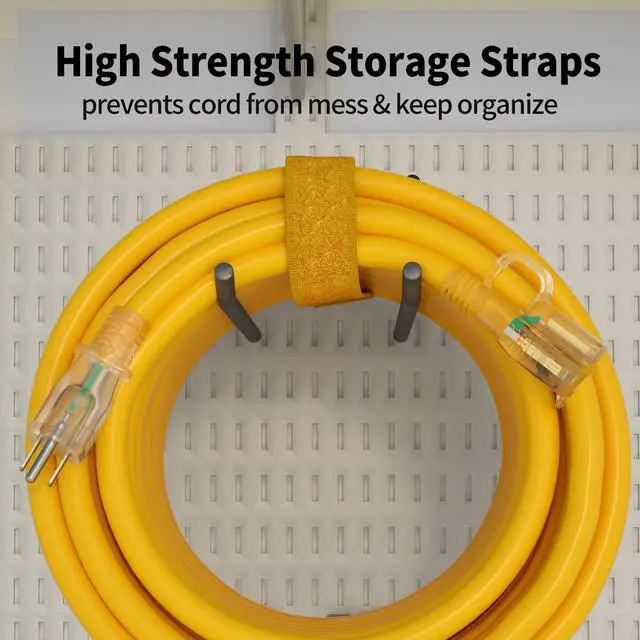 Alt view image 11 of 14 - 25 ft 12/3 Outdoor Extension Cord Waterproof Heavy Duty with Lighted Indicator End 12 Gauge 3 Prong, Flexible Cold-Resistant Long Power Cord Outside, 15Amp 1875W SJTW Yellow ETL Listed