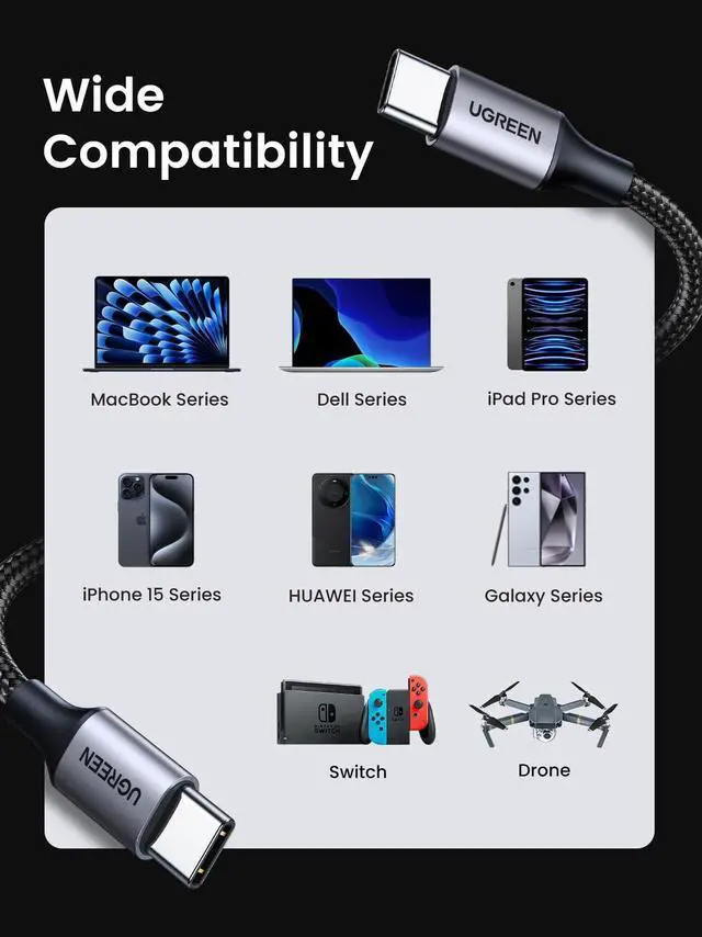 Alt view image 13 of 14 - USB C to USB C Cable 6FT, 60W 2-Pack USB C Cable Nylon Braided Type C Cord for iPhone 17/16, Galaxy S25/S24/S23, Pixel 10/9, MacBook Air/Pro, Dell XPS, iPad Pro/Mini/Air, Switch, Steam Deck