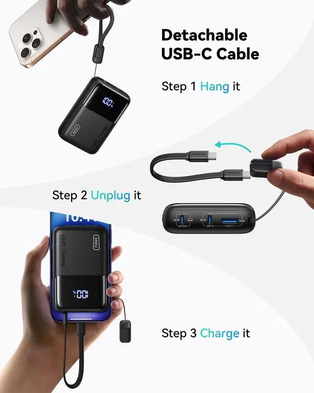 Alt view image 13 of 14 - Power Bank, 20000mAh 65W Ultra Compact USB C Laptop Portable Charger, PD QC Fast Charging 3-Output External Battery Pack for Laptop MacBook iPad Tablet Steam Deck iPhone 17 16 15 Pro Samsung S24