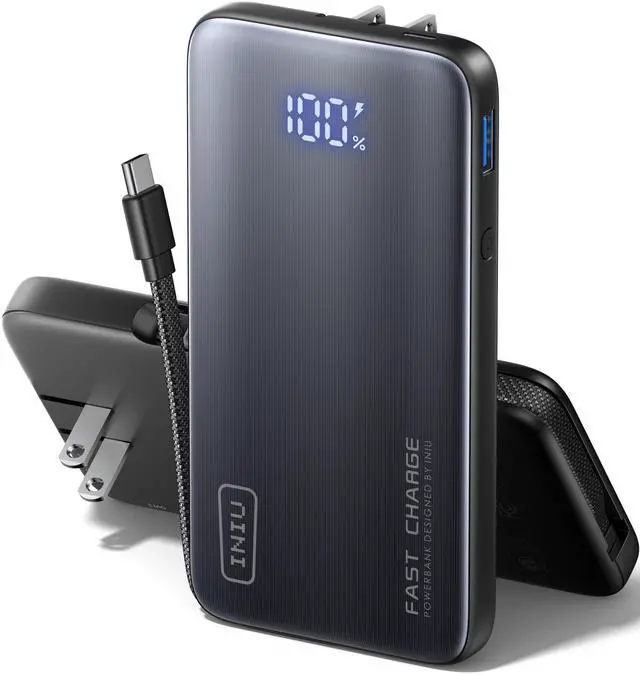 Alt view image 8 of 14 - Power Bank with Wall Plug, 45W 10000mAh Fast Charging Portable Charger with Built-in Cable, Travel Essentials, Slim Battery Pack for iPhone 17 16 15, Samsung Galaxy, Pixel, Xiaomi, ipad, MacBook