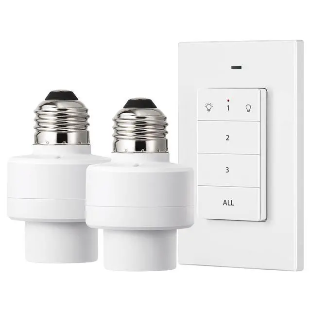 Alt view image 8 of 14 - Remote Control Light Socket, Wireless Light Switch for Pull Chain Light Lamp Fixtures, 100FT Range, No Wiring Needed, ETL Listed(1 Wall Mounted Controller+2 Socket, Shorter Version)