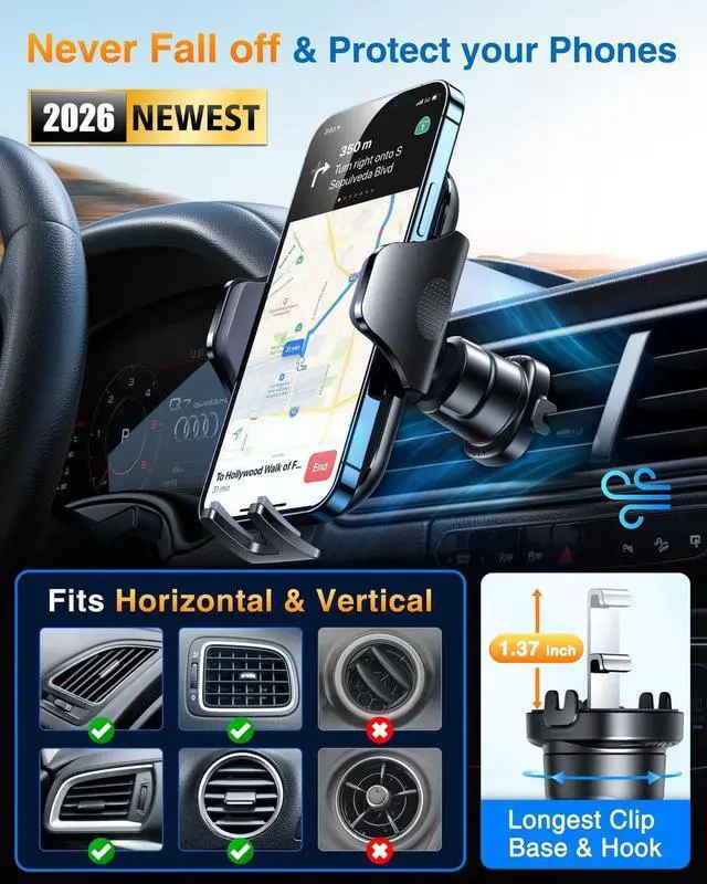 Alt view image 13 of 14 - 2026 Phone Holders for Your Car Ultimate Military-Grade Car Phone Holder MountPatent & Safety CertsUpgraded Shockproof Truck Air Vent Phone Mount for iPhone 17 Pro Max 16 15 Samsung Android