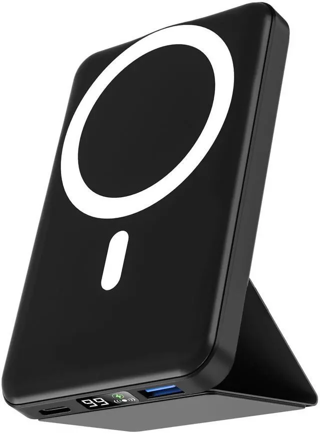 Alt view image 8 of 14 - for Magsafe Battery Pack, Foldable 10000mAh Magnetic Power Bank with USB-C Cable LED Display 22.5W PD Fast Charging Wireless Portable Charger for iPhone 17/16/15/14/13/12 Series-Black