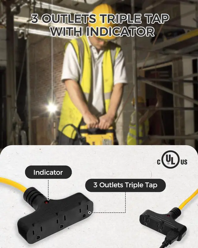 Alt view image 12 of 14 - 30 Ft Retractable Extension Cord Reel, 16/3 Gauge SJTW Power Cord with 3 Electrical Outlets Pigtail for Garage and Shop, 10 Amp Circuit Breaker, Metal Plate, UL Listed, Black B30CR06
