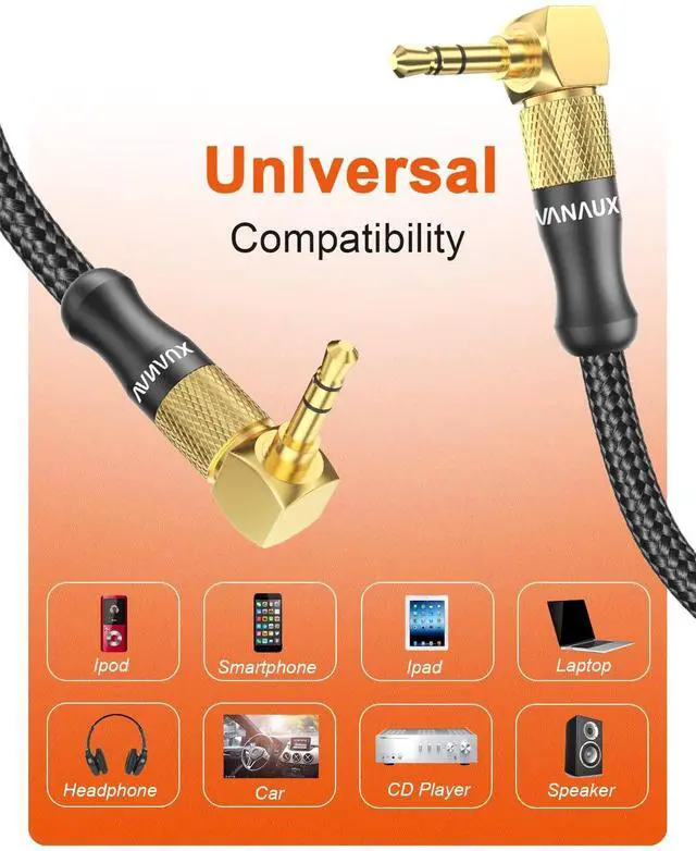 Alt view image 9 of 14 - 90 Degree Right Angle Aux Cable Male to Male 3.5mm Audio Cable Stereo Aux Cord Compatible with Laptop, Smartphone, Music Player,Tablets,Speakers (3.3feet/1m)