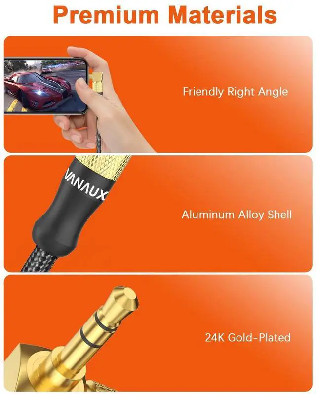 Alt view image 10 of 14 - 90 Degree Right Angle Aux Cable Male to Male 3.5mm Audio Cable Stereo Aux Cord Compatible with Laptop, Smartphone, Music Player,Tablets,Speakers (3.3feet/1m)