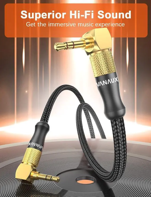 Alt view image 13 of 14 - 90 Degree Right Angle Aux Cable Male to Male 3.5mm Audio Cable Stereo Aux Cord Compatible with Laptop, Smartphone, Music Player,Tablets,Speakers (3.3feet/1m)