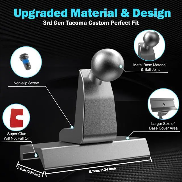 Alt view image 10 of 14 - Upgraded Car Phone Holder for Toyota Tacoma 2016 2017 2018 2019 2020 2021 2022 2023, 3rd Gen Tacoma Dashboard Clip Cell Phone Cradles Adjustable Phone Stand Phone Mount Fit for Most Smartphone