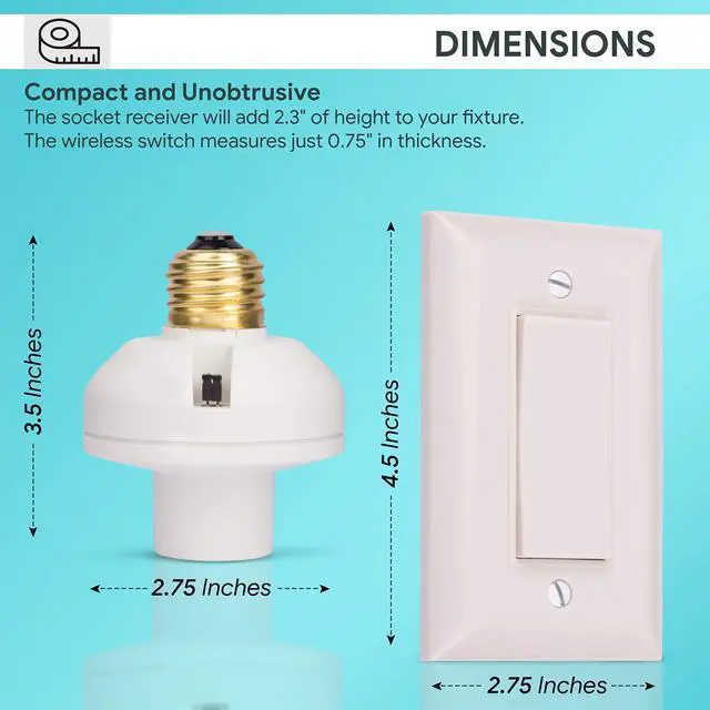 Alt view image 11 of 14 - Wireless Remote Control Light Switch and Socket Cap to Turn Lamps and Pull Chain Fixtures On and Off