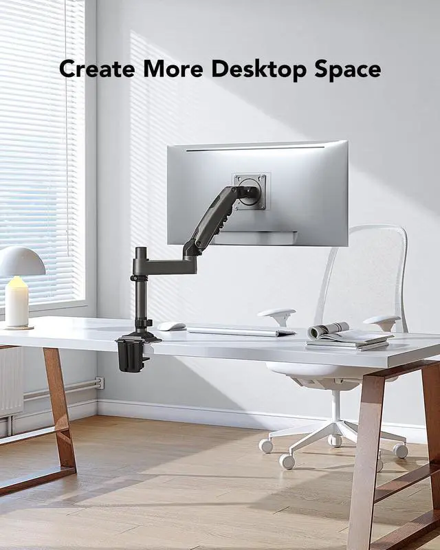 Alt view image 12 of 14 - Single Monitor Arm, Adjustable Desk Mount for 13-34 inch Screens, Holds 19.8lb, 22.44 inch Max Height, Full Motion Swivel Gaming Monitor Stand with VESA 75x75mm and 100x100mm Compatibility