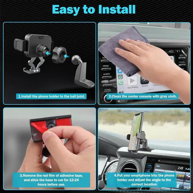 Alt view image 11 of 14 - Upgraded Car Phone Holder for Toyota Tacoma 2016 2017 2018 2019 2020 2021 2022 2023, 3rd Gen Tacoma Dashboard Clip Cell Phone Cradles Adjustable Phone Stand Phone Mount Fit for Most Smartphone