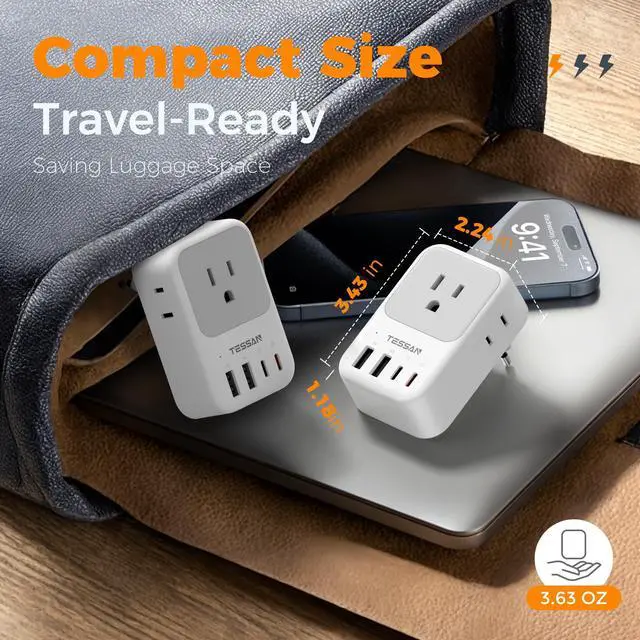 Alt view image 13 of 14 - European Travel Plug Adapter 2 Pack, PD 20W Adapter for Europe Plug with 4 AC Outlets 4 USB (2 USB C), Type C Adaptor for US to Europe, Italy, Spain, France, Portugal, Greece, Iceland, Germany