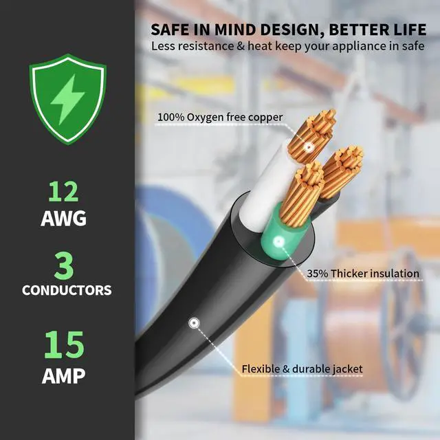 Alt view image 11 of 14 - 1 FT 2 Pack 12/3 Gauge Extension Cord with Multiple Outlets Outdoor, 3 Outlet Extension Cord Heavy Duty Yellow with Lighted, Tri-Tap Power Cable, 12AWG 15Amp 1875Watts 125Volts SJTW, ETL Listed