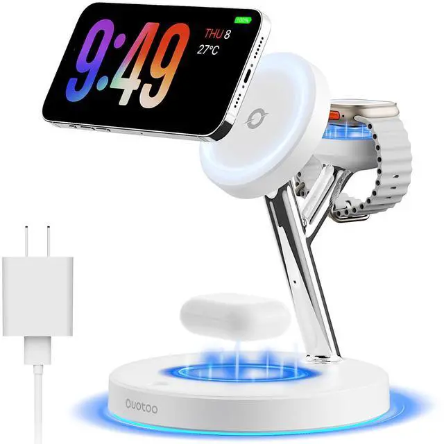 Alt view image 8 of 14 - New 3 in 1 Charging Station for Apple Compatible with Magsafe Charger Stand for iPhone 17 16 15 14 13 12 Wireless Charging Station for AirPods Wireless Charger for iWatch Series