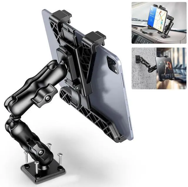 Alt view image 7 of 12 - Tablet Holder for Truck, Heavy Duty iPad Mount for Drill Base 360°Adjustable 2-Stage Arm Car Stand for All 7" - 11.5" iPad Pro,Mini,Samsung Tab,Nexus, Great for Desks,Wall, Businesses
