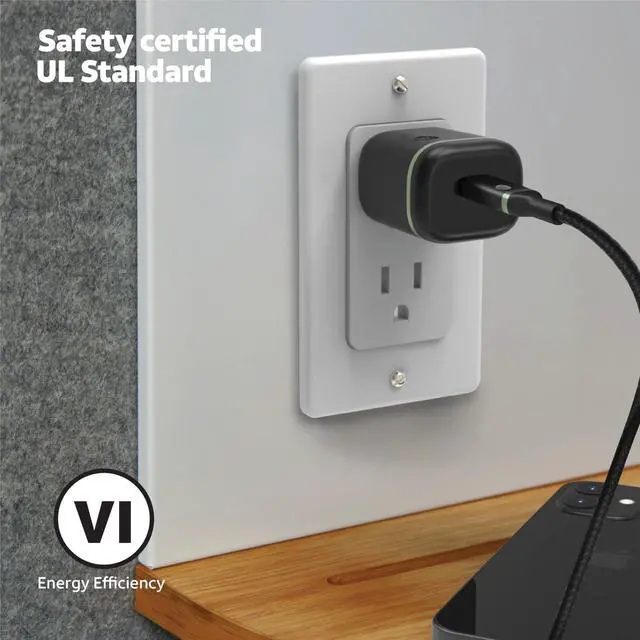 Alt view image 12 of 14 - USB-C Wall Charger 30W Fast Charging Power Adapter Foldable Prongs, Compact Travel Charger Compatible with iPhone 15, iPad, Samsung Galaxy, Pixel (Black)