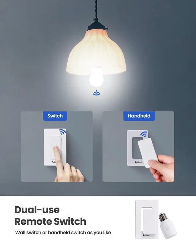Alt view image 10 of 14 - 500W Remote Control Light Bulb Socket, Wireless Light Switch for Pull Chain Lighting Fixture, E26 E27 Bulbs Base Holder, Programmable, No Wiring Needed, for Bedroom, Stair, Closet & Garage