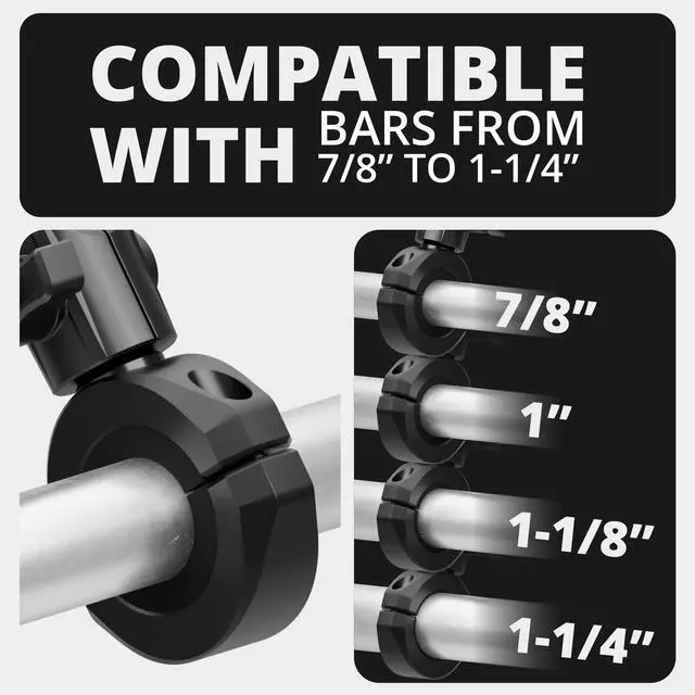Alt view image 10 of 14 - Black Motorcycle ALL METAL Phone Mount - 20MAXX Spring Cradle | BC3 Universal Clamp Fits 7/8" to 1-1/4" Handlebars | Aluminum | Compatible with iPhones, Galaxy Devices, More | Short Reach Arm