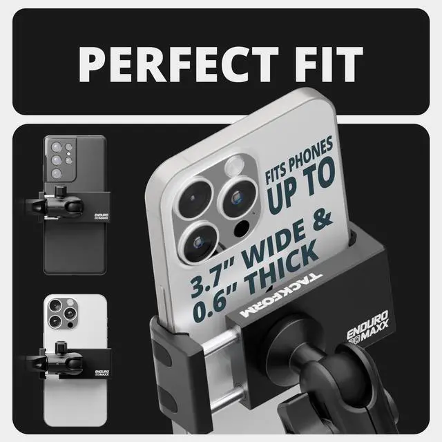 Alt view image 11 of 14 - Black Motorcycle ALL METAL Phone Mount - 20MAXX Spring Cradle | BC3 Universal Clamp Fits 7/8" to 1-1/4" Handlebars | Aluminum | Compatible with iPhones, Galaxy Devices, More | Short Reach Arm