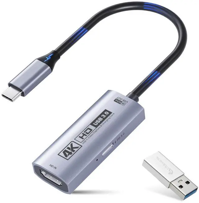 Alt view image 8 of 14 - 4K USB3.0 Video Capture Card with PD 100W, 4K@60FPS or 2K@144FPS HDMI to USB-A/C Capture Card for Streaming, Works with Pad, Tablet, MacOS, Switch2/1, Laptop, PC, Camera, VR, Silver