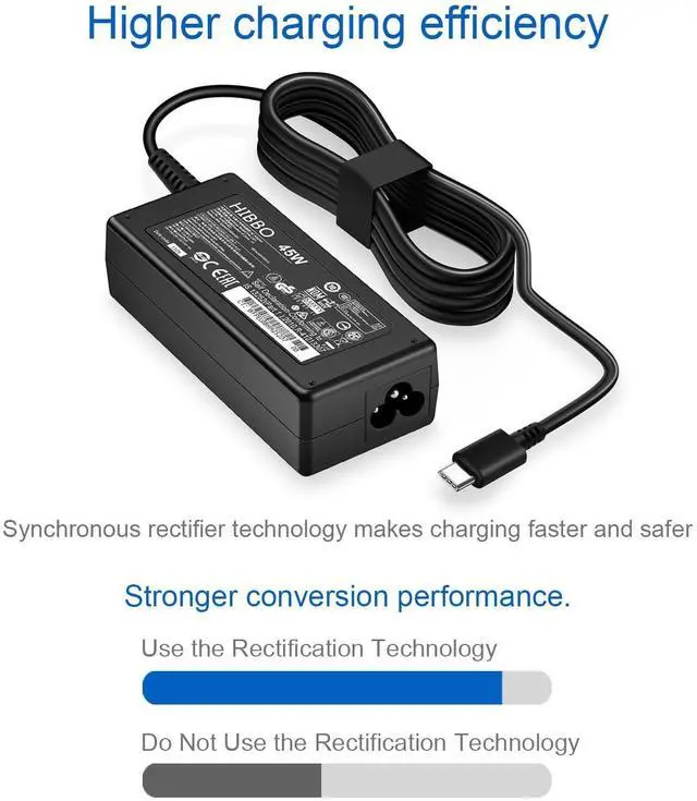 Alt view image 10 of 12 - Charger USB C Laptop Charger Compatible with HP, Lenovo, Dell, Acer, Asus, Samsung, Google Type C 45W Universal Power Adapter