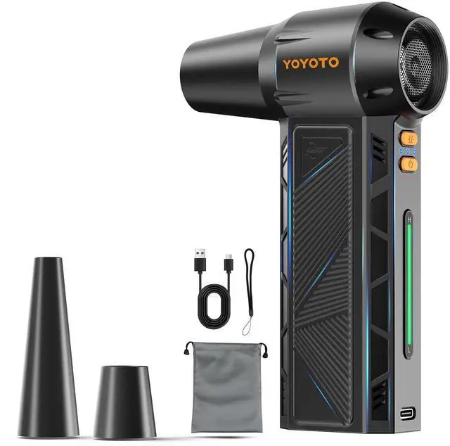 Alt view image 8 of 14 - Compressed Air Duster, 300000RPM Powerful Electric Air Duster Rechargeable with LED Light and Brushless Motor, 4-Gear Cordless Mini Air Blower for Keyboard, Computers, Car, Outdoors (Black)
