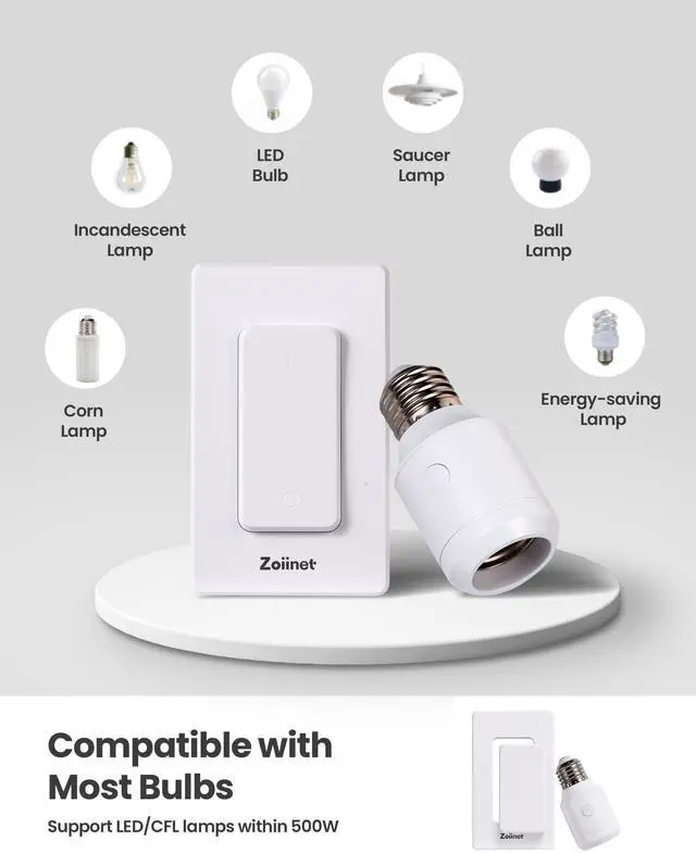 Alt view image 13 of 14 - 500W Remote Control Light Bulb Socket, Wireless Light Switch for Pull Chain Lighting Fixture, E26 E27 Bulbs Base Holder, Programmable, No Wiring Needed, for Bedroom, Stair, Closet & Garage