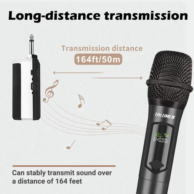 Alt view image 12 of 14 - Wireless Microphone,Professional Dual Handheld Cordless Dynamic Mic System with Rechargeable Receiver(160 Ft),Karaoke Microphone Set for Singing,Karaoke,Wedding,DJ,Party,Speech,Church,K60-2