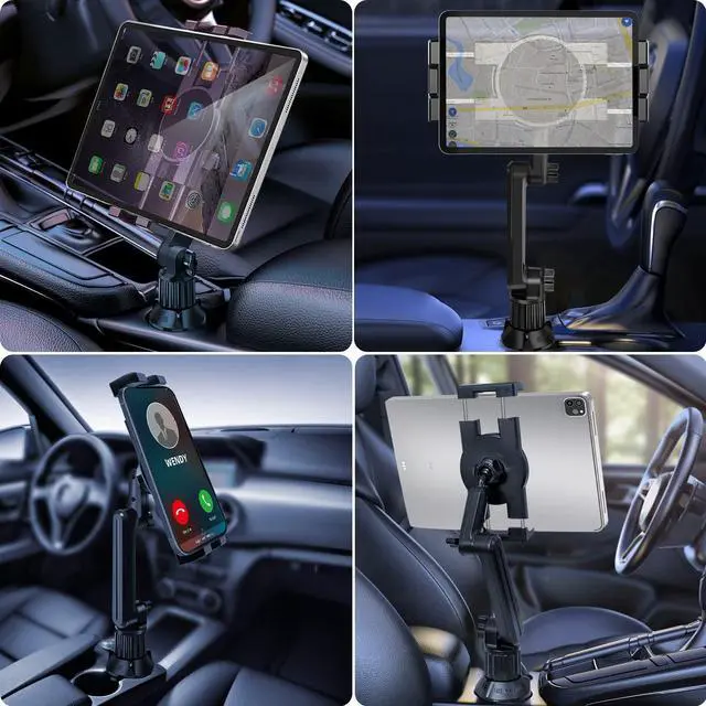 Alt view image 13 of 14 - Cup Holder Car Tablet Mount for Truck, 360° Adjustable 15" Long 2-Arm Stand Holder for iPad Pro 12.9/11/10.5/9.7/Air/Mini 6/5/4, Galaxy Tab/Z Fold 6/5/4, iPhone 17/16/Pro, 4.7-12.9" Tab &Phone