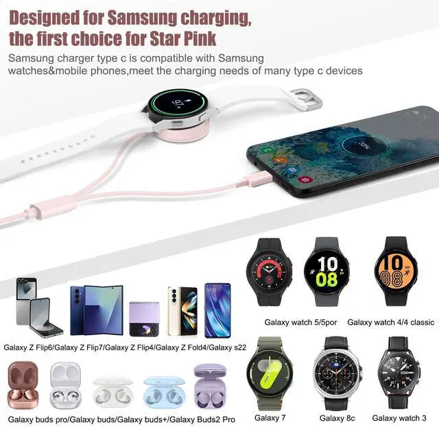Alt view image 10 of 14 - 2 in 1 for Samsung Watch Charger, 25W USB C Fast Charger Compatible with Galaxy Watch 8/8 Classic/Ultra/7/6/6 Classic/5 Pro/5/4/4 classic/3/Active2/FE,Galaxy S25/S24/S23/Note/Z Fold,for iPhone 16/15