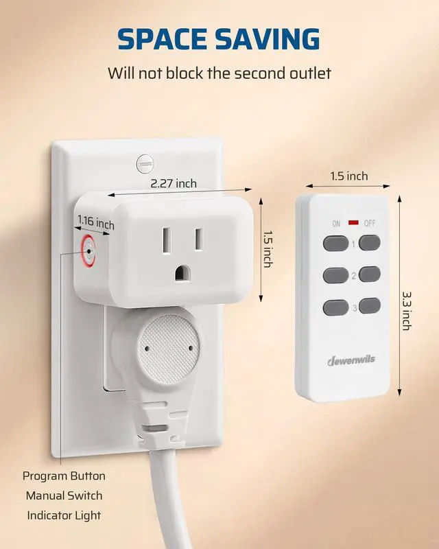 Alt view image 14 of 14 - Wireless Outlet, Programmable and Expandable Electrical Outlet Switch, Wireless Remote Light Switch, 100FT Range, 1 Remote and 3 Outlets
