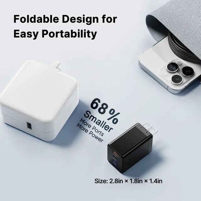 Alt view image 12 of 12 - 2 Pack 200W USB C Charger Block, Foldable 4-Port GaN5 Super Fast Charger USB C, Dual 65W Type C Charging Block, Laptop Fast Charging Adapter for MacBook Pro/Air, iPad, iPhone, Samsung Galaxy Black