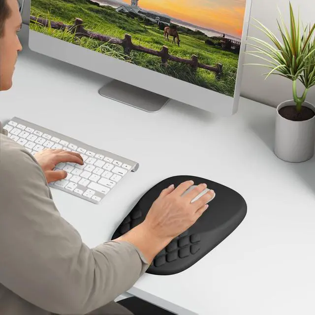 Alt view image 12 of 12 - Ergonomic Mouse Pad with Wrist Support, Wrist Rest Pain Relief Mousepad Memory Foam & Non-Slip PU Base for - Gaming, Office and Home (Black)