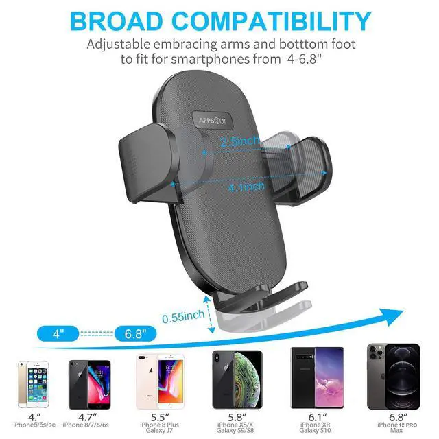 Alt view image 12 of 14 - Car Phone Holder Mount, Dashboard/Windshield/Cell Phone Holder for Car, Compatible with iPhone, Samsung, All Phones,Black