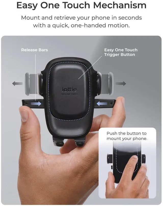 Alt view image 8 of 12 - Easy One Touch Advanced CD Slot Car Phone Mount - Universal Cell Phone Holder for iPhone, Google, Samsung, LG, Moto and All Other Smartphones
