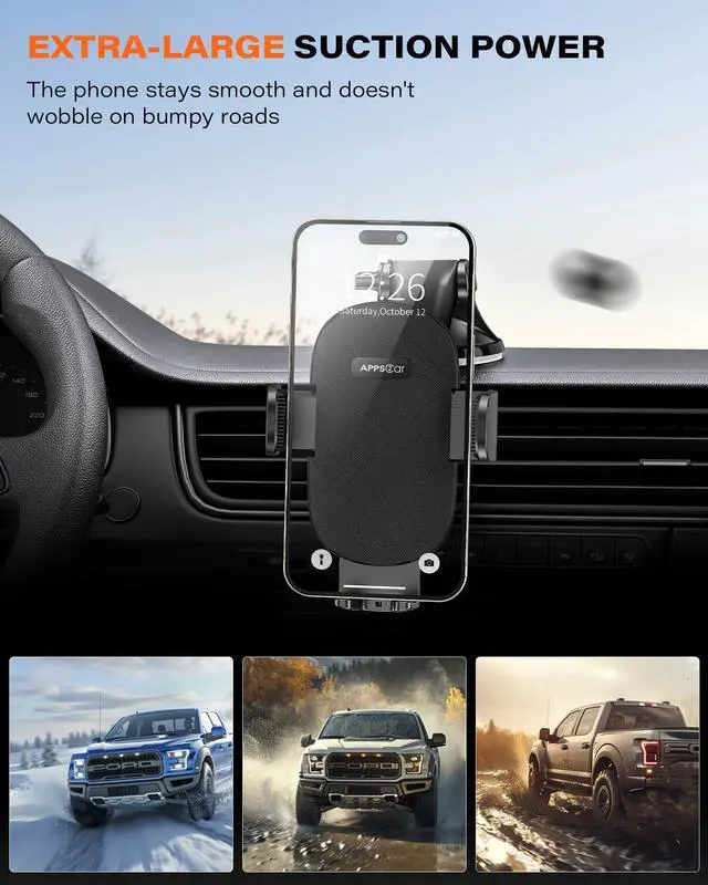 Alt view image 11 of 14 - Car Phone Holder Mount, Dashboard/Windshield/Cell Phone Holder for Car, Compatible with iPhone, Samsung, All Phones,Black