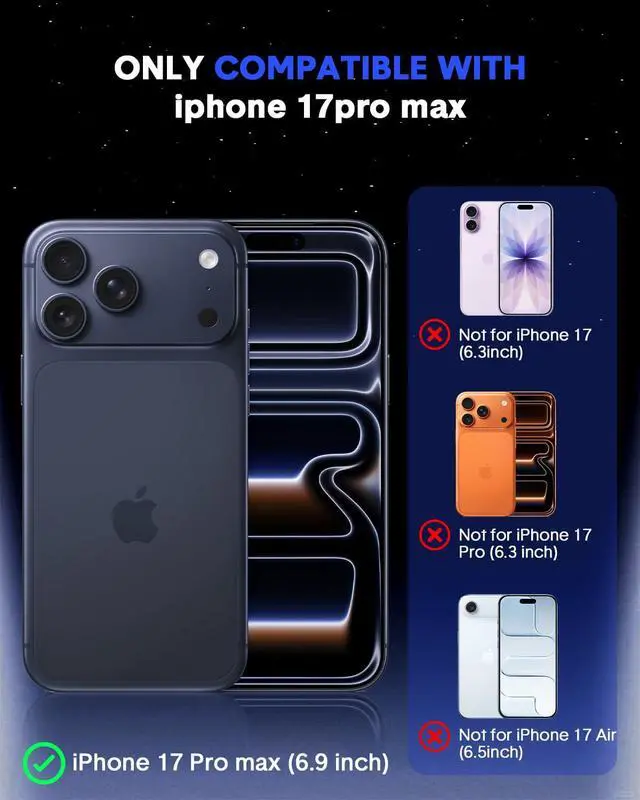 Alt view image 8 of 12 - for iPhone 17 Pro Max Case,Compatible with MagSafe,Black Magnetic Translucent Matte Cover with 2 Screen Protectors,Slim Shockproof Military-Grade Drop Protection,Phone Case 2025