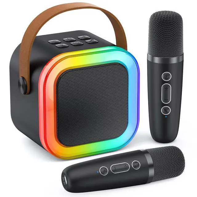 Alt view image 8 of 14 - Mini Karaoke Machine for Kids Adults, 2026 TOP Birthday Gifts for Girls Boys 3,4,5,6,7,8+Year Old Toddler Kids Toys, Portable Bluetooth Speaker with 2 Wireless Karaoke Microphones Player Easter(Black)