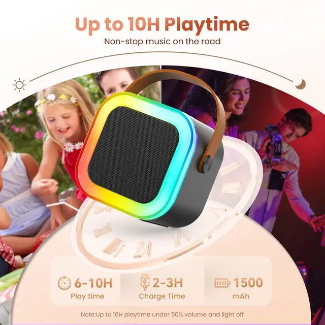 Alt view image 13 of 14 - Mini Karaoke Machine for Kids Adults, 2026 TOP Birthday Gifts for Girls Boys 3,4,5,6,7,8+Year Old Toddler Kids Toys, Portable Bluetooth Speaker with 2 Wireless Karaoke Microphones Player Easter(Black)