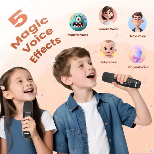 Alt view image 14 of 14 - Mini Karaoke Machine for Kids Adults, 2026 TOP Birthday Gifts for Girls Boys 3,4,5,6,7,8+Year Old Toddler Kids Toys, Portable Bluetooth Speaker with 2 Wireless Karaoke Microphones Player Easter(Black)