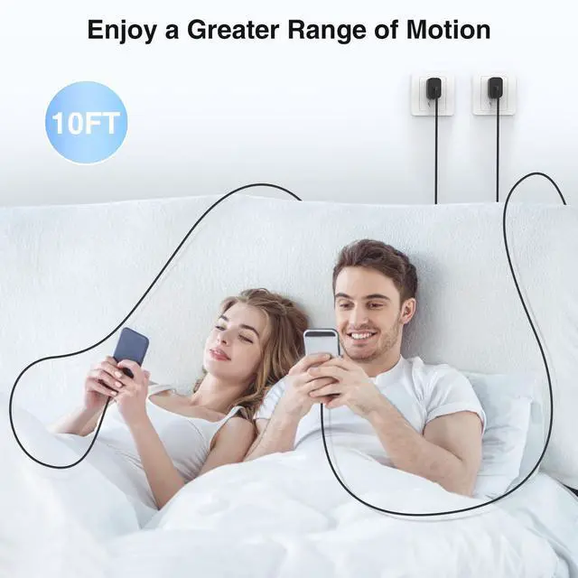 Alt view image 14 of 14 - 2Pack 45W Super Fast Charging Block and 10ft USB C to C Cable Long,Type C Wall Plug and Android Phone Charger Cord for Samsung Galaxy S25/S24 Ultra/S23+/S22 Plus/S21/S20/Note20/iPhone 17 16 15 Pro Max