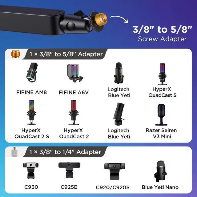 Alt view image 9 of 14 - 2026 Upgraded Microphone Boom Arm, Magnetic Cable Management Low Profile Mic Stand 360° Rotatable Desk Mount for Fifine AM8 K669B Blue Yeti HyperX QuadCast SoloCast AT2020, Black